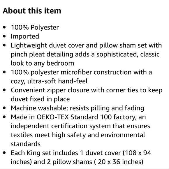 Luxury Home | New! ✨ Blush Pink King Size Lightweight Pleated Duvet Cover Set - Picture 6 of 6